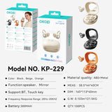 KP-229 Hot-selling New Wireless Bluetooth Earbuds Digital Display Open-ear Clip-on Design Non-in-ear Built-in Vanity Mirror Long Battery Life In Stock