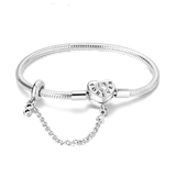 Silver Plated Stars Heart Shape Butterflies Clover Clasp Bracelet for Women Fit Original Charms Beads DIY Making Gift