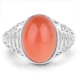 6.00 Carat Genuine Peach Moonstone .925 Sterling Silver Ring