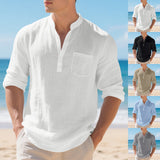 American Style Linen Long-sleeved Men's T-shirt