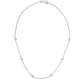 14K White Gold 1.00 Cttw Bezel Set Round Diamond Marquise Shaped Milgrain Station 18" Collar Necklace (G-H Color, SI1-SI2 Clarity)