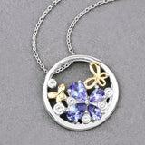 1.33 Carat Genuine Tanzanite and White Topaz .925 Sterling Silver Pendant