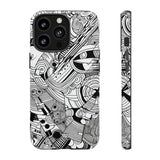B&W ABSTRACT DOODLE | Tough Phone Case