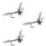3 Pack Barbless White Wulff Classic Hair Wing Dry Fly - Hook Size 12