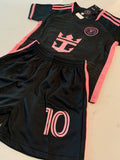 Lionel Messi Black Miami Home Kids Soccer Jersey Set Football Youth Toddler