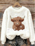 Sweet Crew-neck Top With A Snowman Design