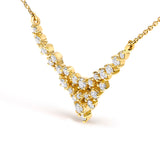 14K Yellow Gold 1/2 Cttw Diamond Scattered "V" Necklace (I-J Color, SI2-I1 Clarity) - 18" Inches