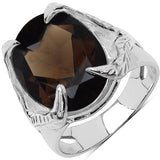 7.80 Carat Genuine Smoky Quartz .925 Sterling Silver Ring
