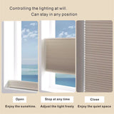 Raised Flag Day-Night Shade With Remote Control And Solar Panel-Full Blackout Motorized Shades For Home And Office-Cordless Organ Shade-Cordless Cellular Shade-Khaki