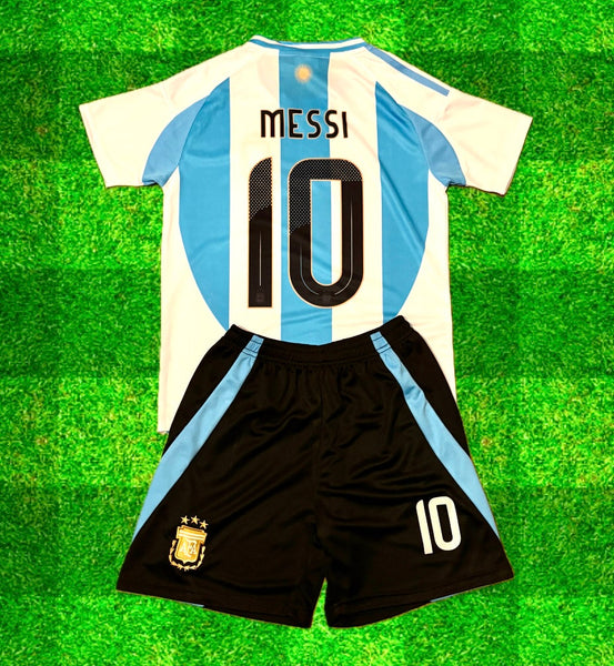 Kids Messi Jersey Kit - Argentina Black Shorts Version Soccer Jersey Set