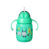 Tommee Tippee Baby Training Cup with Straw, 300ml Green Sippy Cup for Babies - Easy Drinking, Safe & Practical