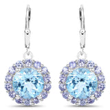 9.96 Carat Genuine Blue Topaz and Tanzanite .925 Sterling Silver Earrings