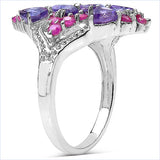 2.58 Carat Genuine Amethyst & Ruby .925 Sterling Silver Ring