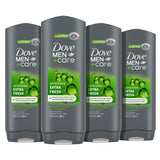 Dove Men+Care Body Wash Extra Fresh 4 Count for Mens Skin Care Body Wash Effectively Washes Away Bacteria While Nourishing Your Skin 18 oz