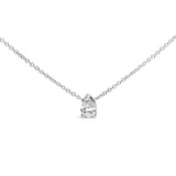 14K White Gold 1/2 Cttw Pear Shape Lab-Grown Diamond 3-Prong Solitaire Pendant Necklace 18 Inch (F-G Color, VS2-SI1 Clarity)
