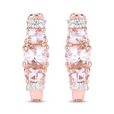1.32 Carat Genuine Morganite and White Topaz .925 Sterling Silver Earrings