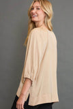 Umgee Full Size Crinkled Satin Top Plus Size