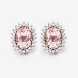 1.61 Carat Genuine Morganite and White Diamond 14K Rose Gold Earrings