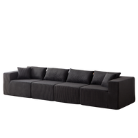 104-Inch Corduroy  Modular L Shaped Sectional Sofa,Luxury Floor Couch Set,Upholstered Indoor Furniture,Foam-Filled Compressed Sofa for Living Room,Bedroom,4 PC Free Combination