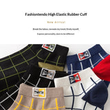 Mens Cotton Socks Plaid Pattern Low-cut All-season