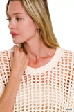 Zenana Fish Net Short Sleeve Crochet Knit Cover Up