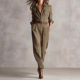 Women's Spring And Autumn Chic Plaid Jumpsuit