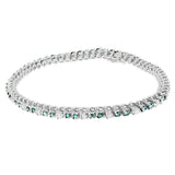 14K White Gold 4 5/8 Cttw Alternating White and Blue Diamond Martini Set Tennis Bracelet (H-I Color, I1-I2 Clarity) - 7" Inches