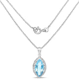 8.22 Carat Genuine Swiss Blue Topaz .925 Sterling Silver Pendant