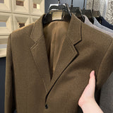 Lightly Mature-style Casual Mens Heavy Wool Suit For Spring And Autumn