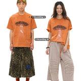 Orange Short-Sleeve T-Shirt With A Flying Saucer And Piglet Print