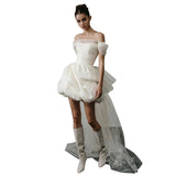 Off-shoulder Light Wedding Dress White Short