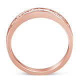 10K Rose Gold over .925 Sterling Silver 1/5 Cttw Diamond Channel-Set Stackable Band Ring (H-I Color, I1-I2 Clarity) - Size 6 3/4