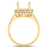 0.58 Carat Genuine White Diamond 14K Yellow Gold Semi Mount Ring - holds 9.00mm Round Gemstone
