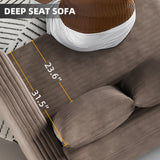 102.4 'Plush Corduroy 4-Seat Sofa,Modern Comfy Upholstered Sofa Cloud Couch,Deep Seat Couches with Soft Pillows and Movable Ottoman,Convertible Sofa Lounge Chair,for Living Room,Apartment,Office,Camel