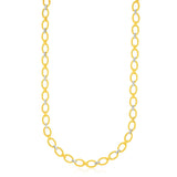 14k Two-Tone Gold Multi-Textured Oval Link Fancy Necklace