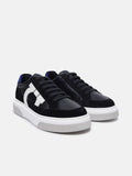Ferragamo Men Cassina' Black Leather Blend Sneakers