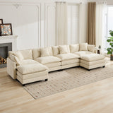 Cloud 4 Seats Sofa (Ottoman is not included) with Chenille Fabric in Beige
