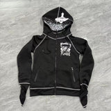 Cardigan Leopard-print Cross-skeleton Hooded Sweatshirt