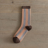 Double-Needle Dual-Channel Sweat-Absorbing Breathable Wireless Top Preppy-Style Mid-Calf Women's Socks