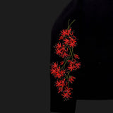 Mens Relaxed-fit Crew-neck Floral-embroidered Long-sleeve Top