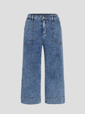 French-style Slimming Straight-leg Cropped Wide-leg Pants