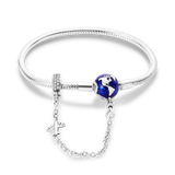 Silver Plated Stars Heart Shape Butterflies Clover Clasp Bracelet for Women Fit Original Charms Beads DIY Making Gift