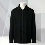 Solid-color Cardigan Zip-up Mens Jacket