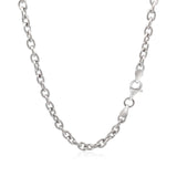 Sterling Silver Rhodium Plated Chain Bracelet with a Flat Heart Motif Station