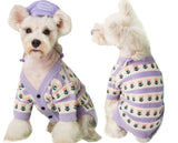 Purple Flower Pet Dog Sweater Cardigan