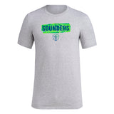 adidas Mens FC Short Sleeve Pre-Game T-Shirt Medium Grey Heather/Seattle Sounders Small