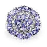 2.92 Carat Genuine Tanzanite .925 Sterling Silver Ring