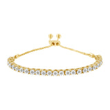 10K Yellow Gold over .925 Sterling Silver 1/4 Cttw Miracle-Set Diamond 4â€-10â€ Adjustable Bolo Tennis Bracelet (I-J Color, I3 Clarity)