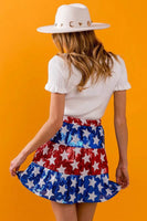 BiBi American Flag Theme Star Sequin Tiered Skirt