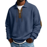 Mens Fashion Solid-Color Long-Sleeve Loose-Fit Sweatshirt